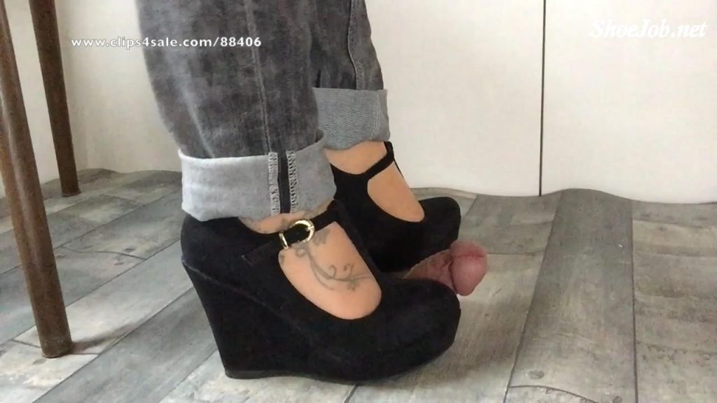 Shoejob, Cockcrush And Trampling On Cockboard With Black Wedges – Severe Cockctrampling And Full Bodyweight Crush- With Cumshot – Tramplegirls Shoejobs and Cockcrush